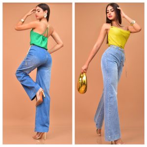 JEANS CON OJALES Y CADENA